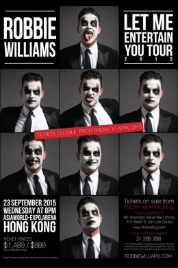 Robbie Williams 香港演唱會 2015 門票價錢座位表及公開發售時間
