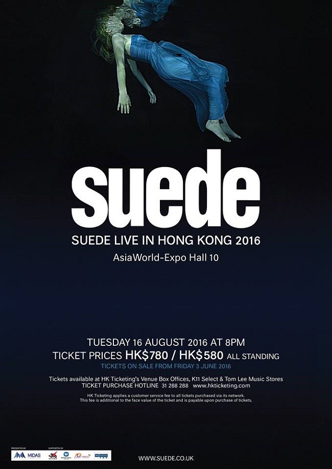 Suede 香港演唱會 2016 官方宣傳海報 Poster