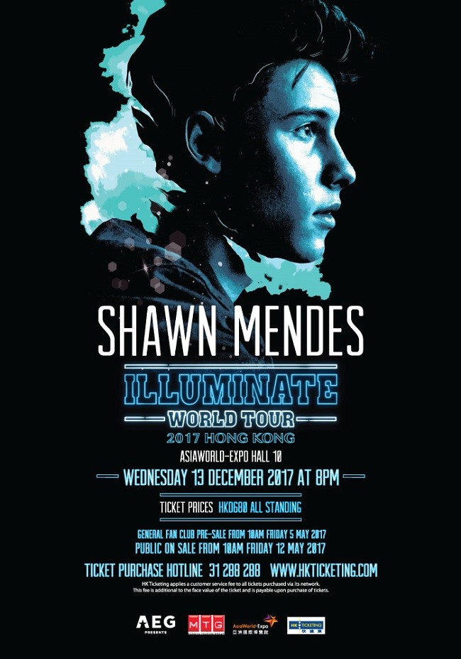 Shawn Mendes 香港演唱會 2017 宣傳海報 Poster Shawn Mendes 香港演唱會 2017 官方宣傳海報 Poster