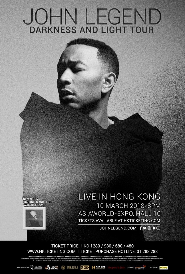 John Legend 香港演唱會 2018 官方宣傳海報 Poster