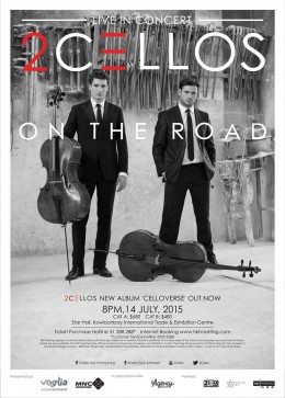 2Cellos 香港演唱會 2015 門票價錢座位表及公開發售時間