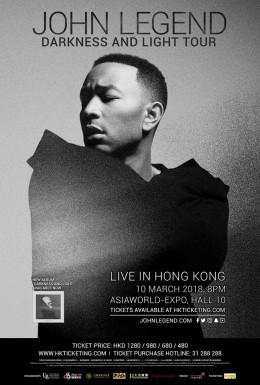John Legend 香港演唱會 2018 門票價錢座位表及公開發售時間